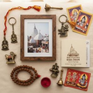 Premium Baba Dham Souvenir Set with Rudraksha Shivling and Sacred Worship Items
